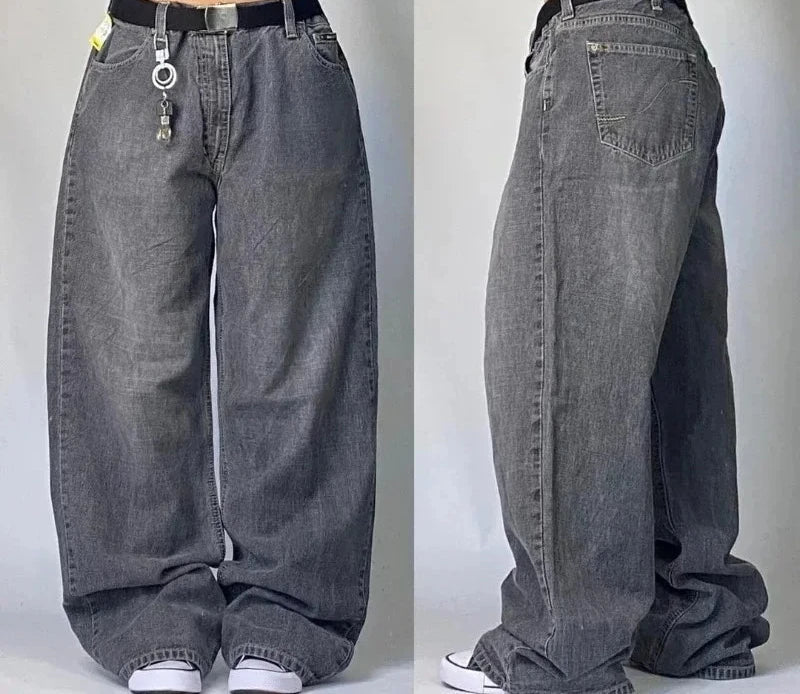Vintage Washed Baggy Jeans for Women - Y2K Wide Leg Style