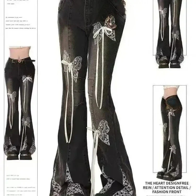 High Waist Vintage Slim Micro-flare Jeans for Women