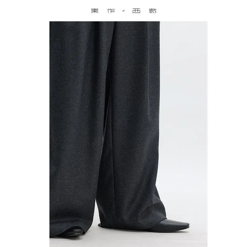 Wool Wide-Leg Trousers for Women - Casual Party Pants