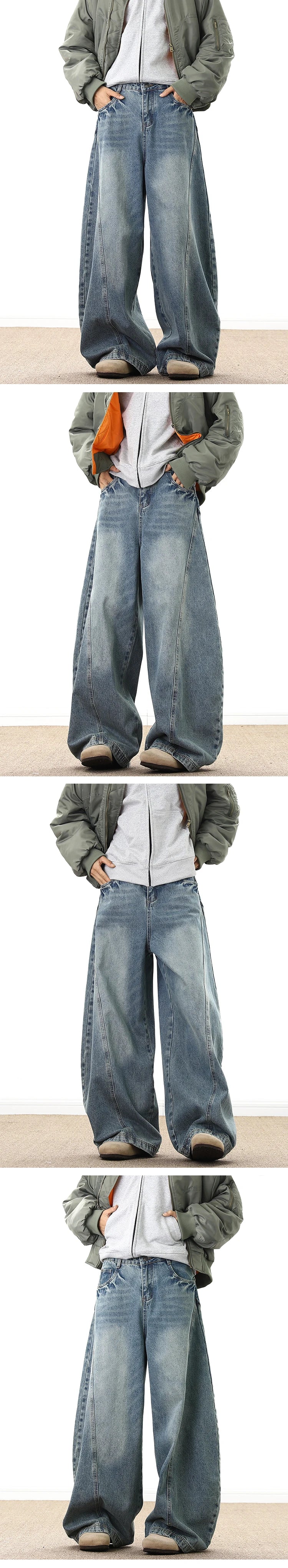 Men's Wide Leg Denim Jeans for Casual Streetwear
