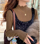 Women's Ruffled Pullover Sweater - Autumn Knitted Top