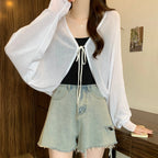 Black Ice Silk Summer Cardigan for Women - Large Size
