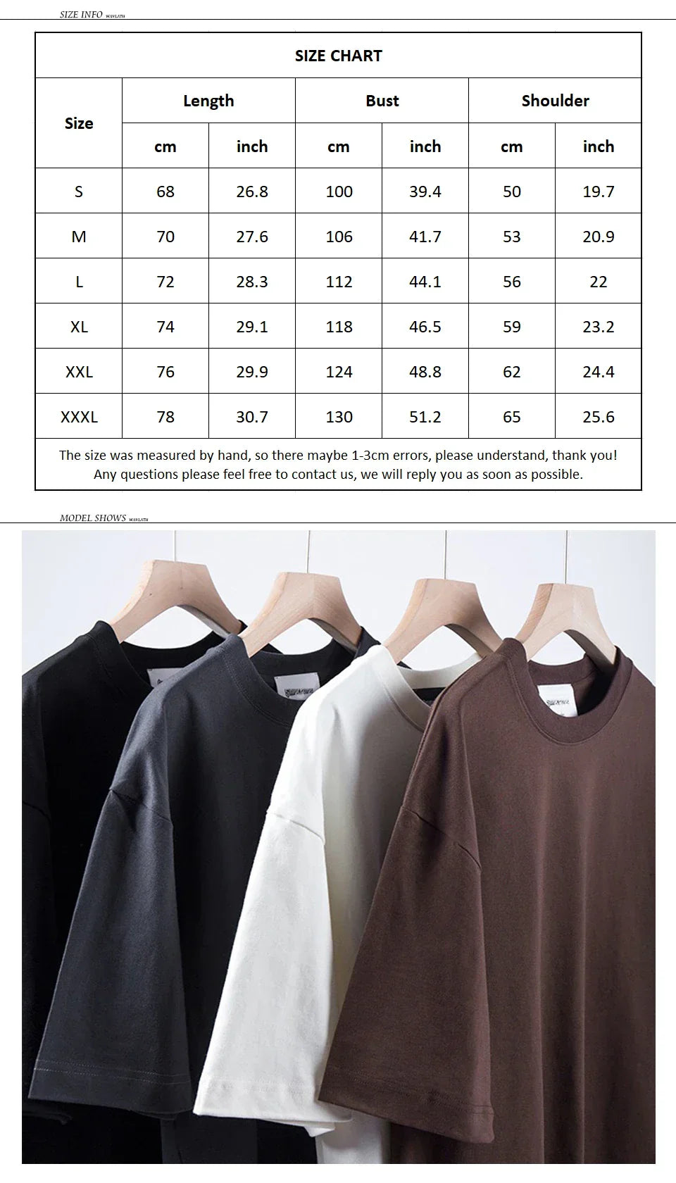 WAVLATII 260 GSM Casual Oversized T-Shirts for Men