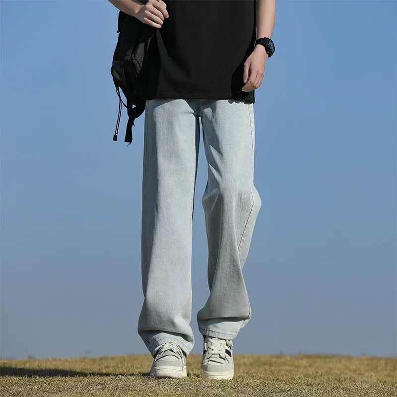 Loose Polyester Men's Jeans for Casual Spring and Autumn