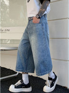 Men's Vintage High Waist Wide Leg Denim Jeans for Casual Wear