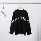 Oversized Letter Jacquard Knit Pullover for Women