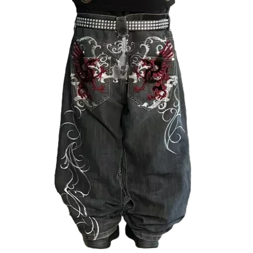 Cargo Pants for Women - Embroidered Baggy Jeans