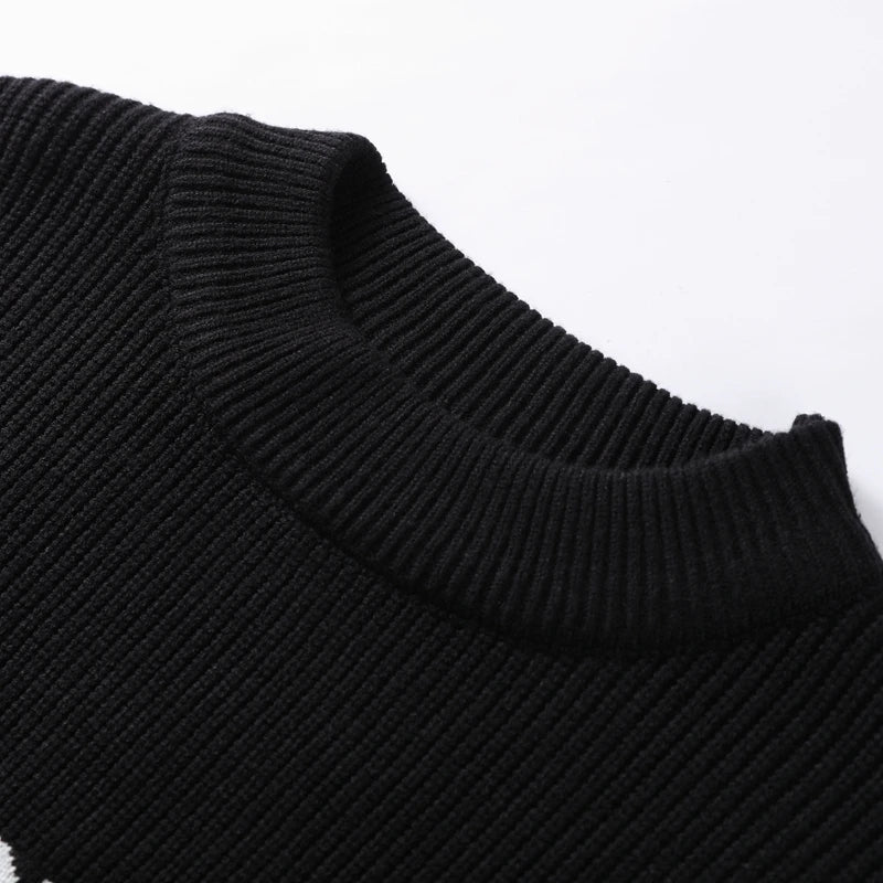Oversized Letter Jacquard Knit Pullover for Women