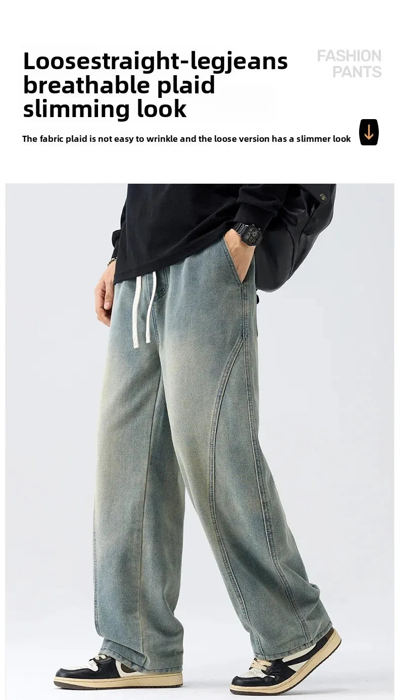 Men's Casual Loose Straight Jeans - 100% Cotton