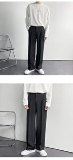 Men's White Baggy Wide Pants for Casual Spring Wear