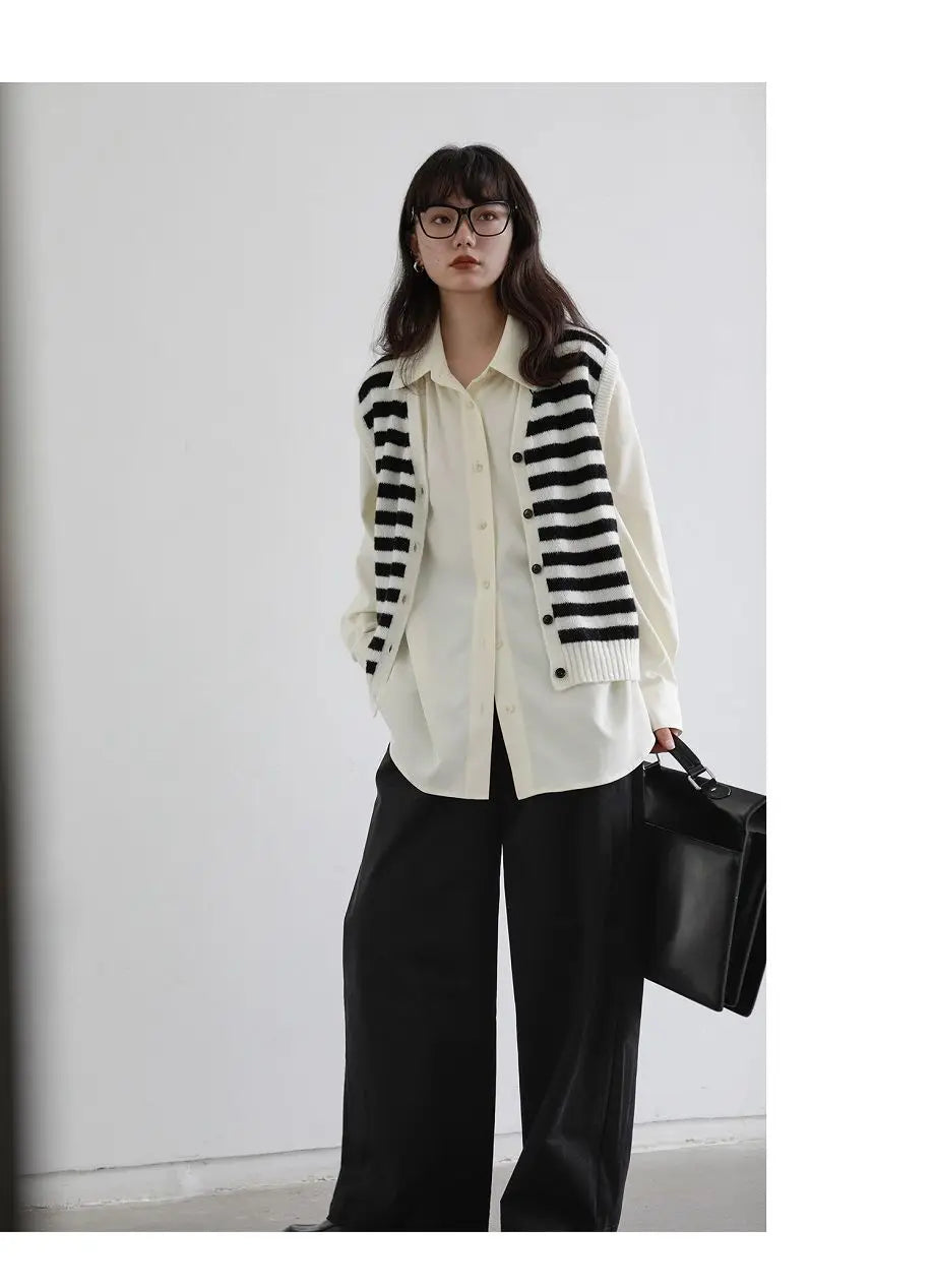 Korean Oversized Blouse with Detachable Tie for Women