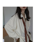Korean Oversized Blouse with Detachable Tie for Women