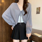 Black Ice Silk Summer Cardigan for Women - Large Size