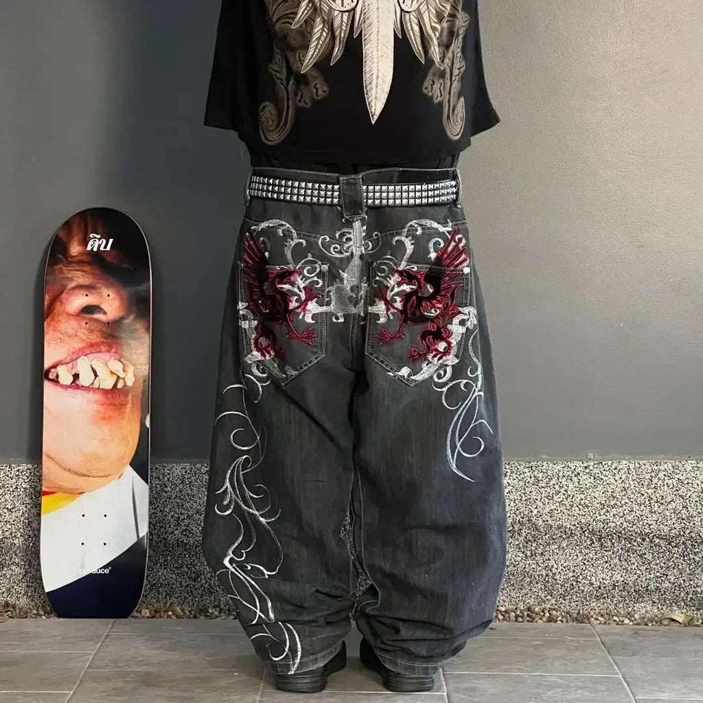 Cargo Pants for Women - Embroidered Baggy Jeans