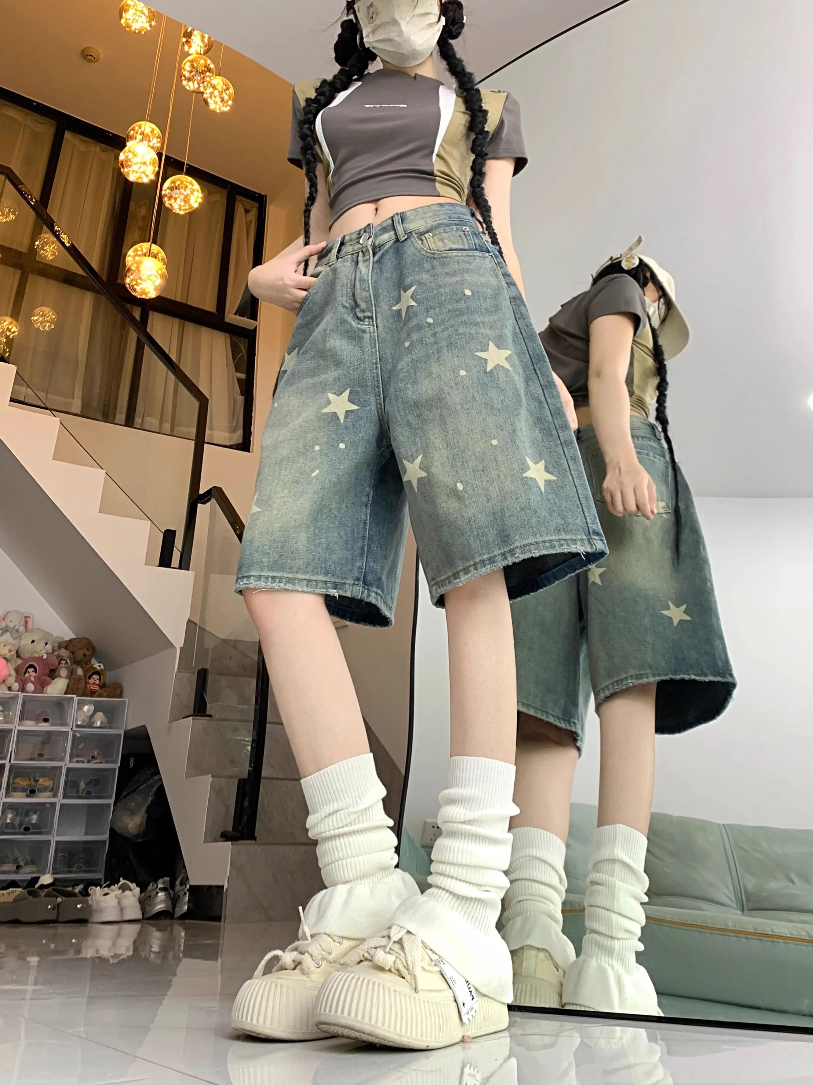 Floral Print Wide Leg Women's Jeans - Casual Comfort Denim