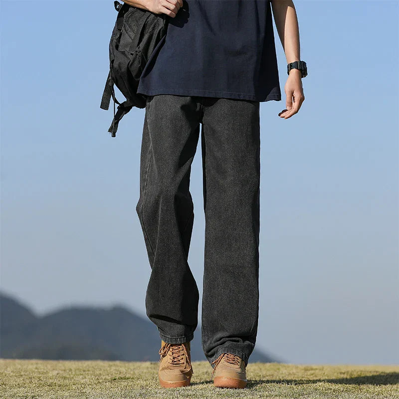Loose Polyester Men's Jeans for Casual Spring and Autumn