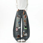 Y2K Streetwear Baggy Denim Jeans for Men in Blue