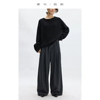 Wool Wide-Leg Trousers for Women - Casual Party Pants