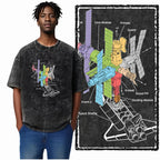 Printed Cotton Acid Washed Astronaut T-Shirt for Men