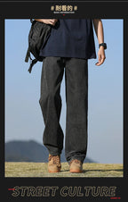 Loose Polyester Men's Jeans for Casual Spring and Autumn
