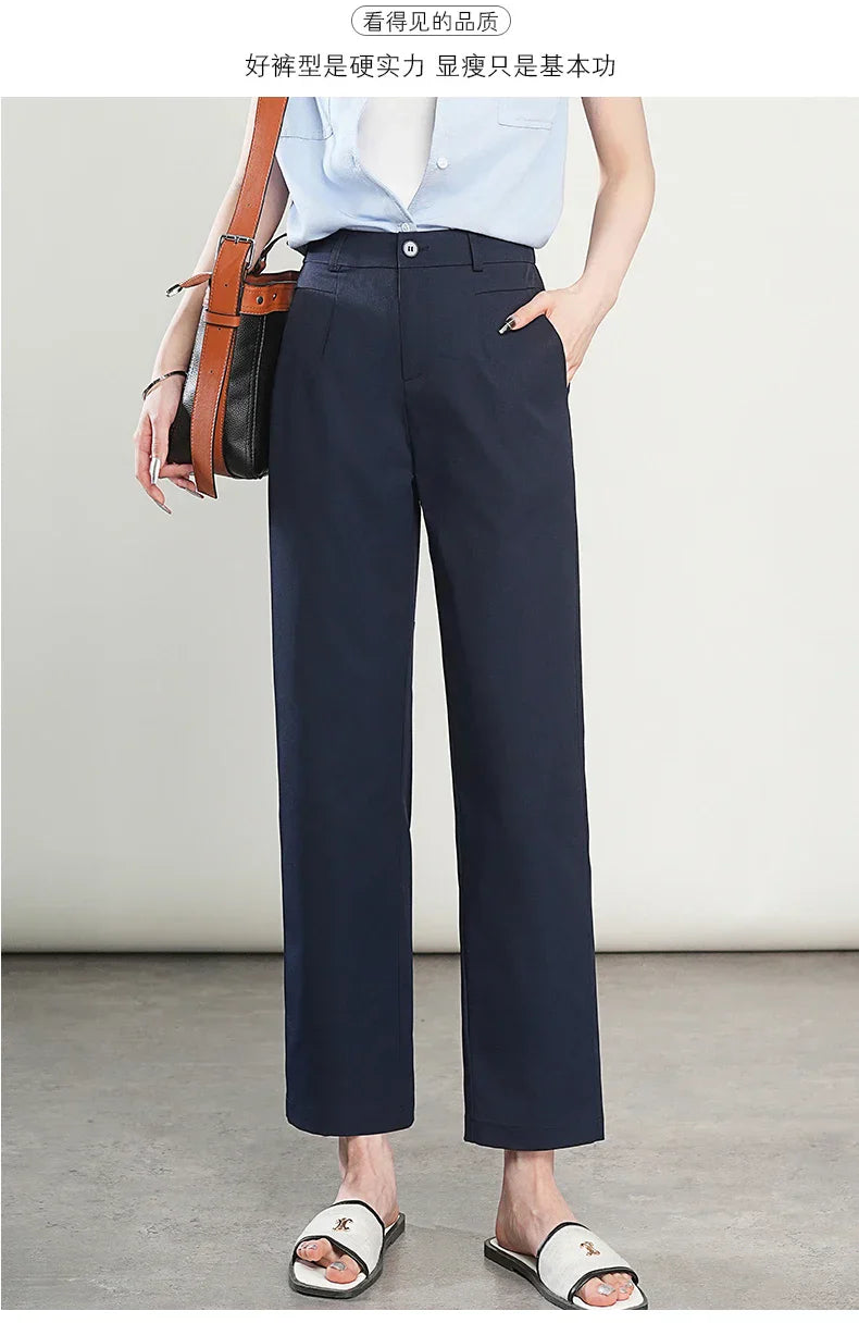 High-Waisted Lightweight Cropped Pants for Women