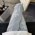 Y2K Embroidered Straight Denim Jeans for Men