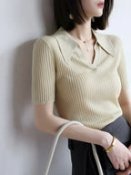 Lyocell Polo-Neck Short Sleeve Women's T-Shirt