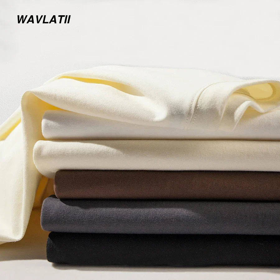 WAVLATII 260 GSM Casual Oversized T-Shirts for Men