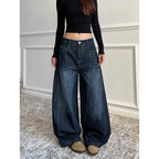 Blue Wide Leg Casual Denim Jeans for Women