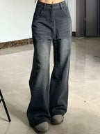 Y2K High Waist Baggy Women's Jeans in Black Gray