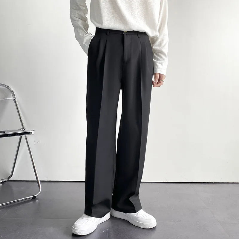 Men's Casual White Polyester Loose Trousers