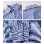 Striped Casual Blouse for Women - Long Sleeve Polyester