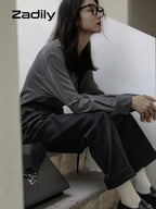Korean Oversized Blouse with Detachable Tie for Women