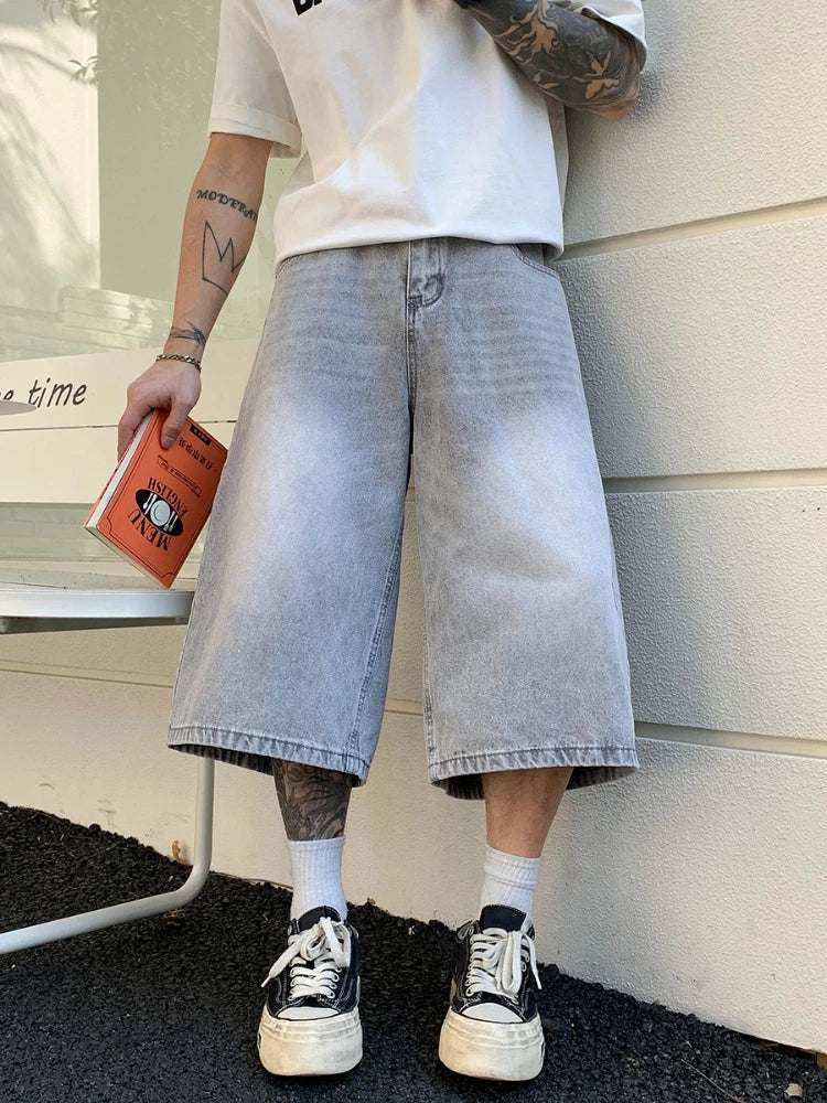 Men's Vintage High Waist Wide Leg Denim Jeans for Casual Wear