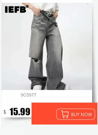 IEFB Wide Leg Baggy Men's Denim Pants - Summer Style