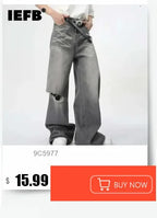 IEFB Wide Leg Baggy Men's Denim Pants - Summer Style