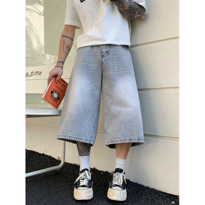 Men's Vintage High Waist Wide Leg Denim Jeans for Casual Wear