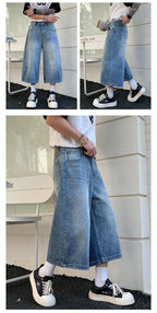 Men's Vintage High Waist Wide Leg Denim Jeans for Casual Wear