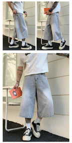Men's Vintage High Waist Wide Leg Denim Jeans for Casual Wear