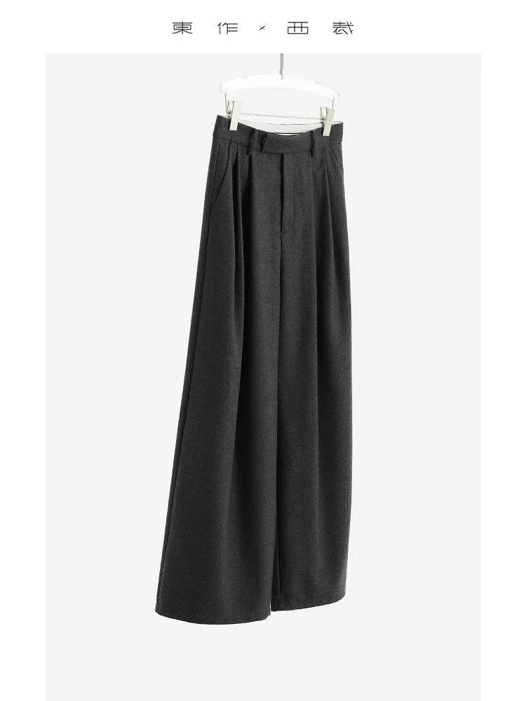 Wool Wide-Leg Trousers for Women - Casual Party Pants