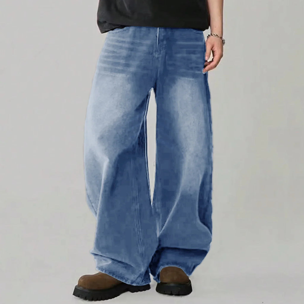 Loose Wide Leg Jeans for Men in Black and Gray