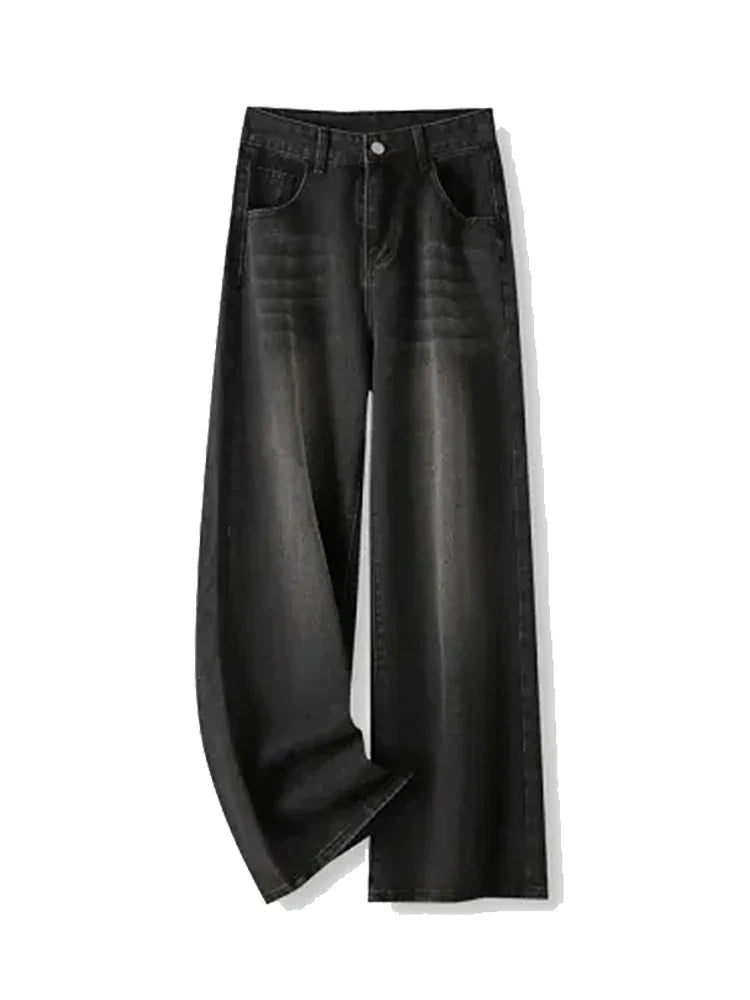 Y2K High Waist Baggy Women's Jeans in Black Gray
