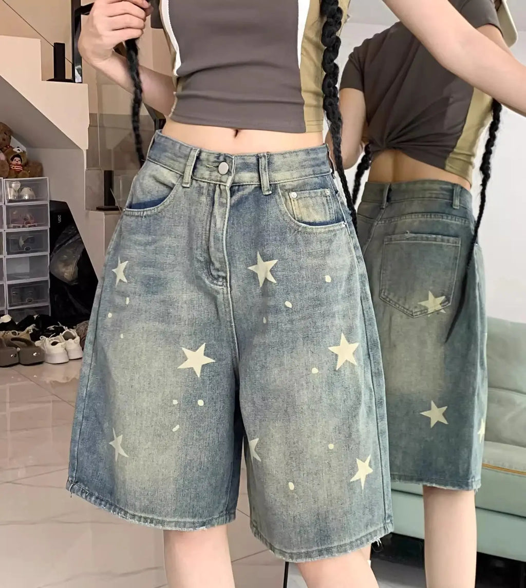 Floral Print Wide Leg Women's Jeans - Casual Comfort Denim