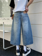 Men's Vintage High Waist Wide Leg Denim Jeans for Casual Wear