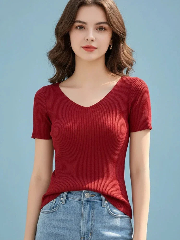 AOSSVIAO V-neck Thin Women Pullover Sweater 2026