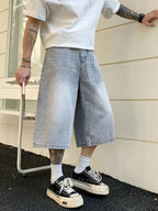 Men's Vintage High Waist Wide Leg Denim Jeans for Casual Wear