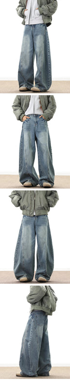 Men's Wide Leg Denim Jeans for Casual Streetwear
