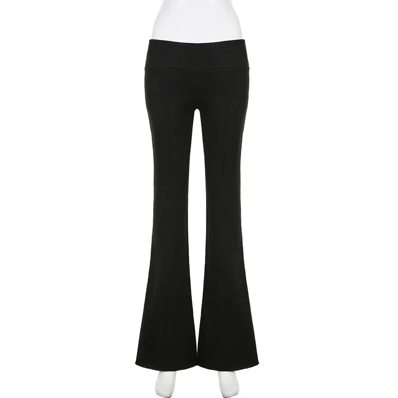 Flare Bootcut Pants for Women - Slim Low-Waisted Design