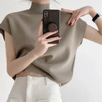 Knitted Women's Short Sleeve Vest Sweater Blouse