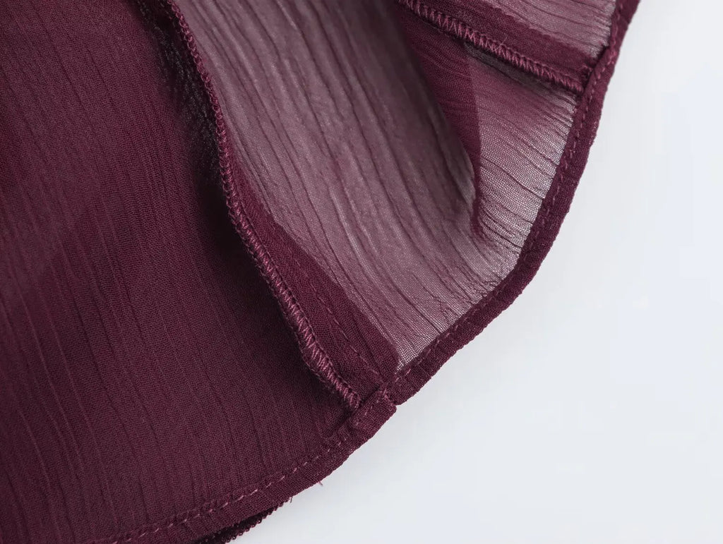 Elegant Women's V-neck Chiffon Blouse with Ruffles